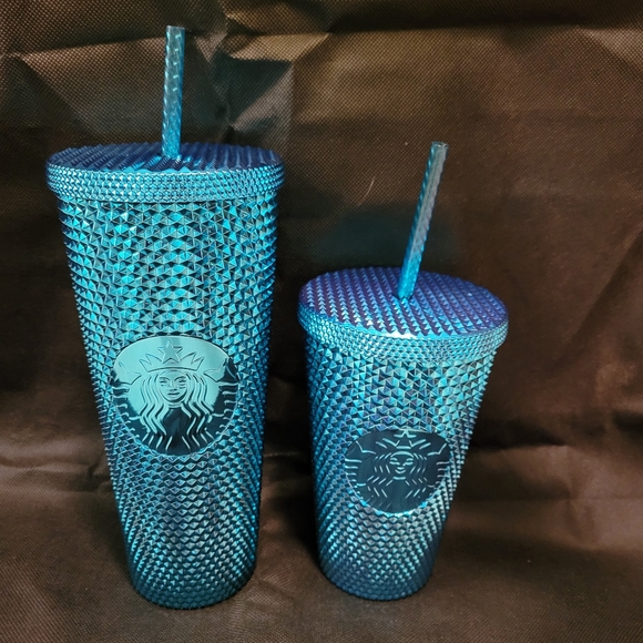 Starbucks Blue Studded Jeweled Tumbler Cups bundle 24oz and 16oz - Picture 2 of 8